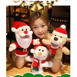 新品可張嘴聖誕老人麋鹿手偶布娃娃毛絨玩具親子玩偶聖誕禮品